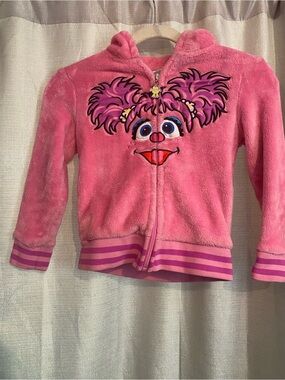 pink fleece Sesame Street Abby Cadabby zip-up hoodie size small